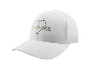 Kourtney Trucker Hat with Crystal "Seahawks" Heart - dolly mama boutique