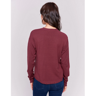 Crew-Neck Ripped Edge Plushy Sweater