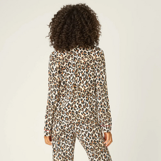 Leopard Button-Front Pajama Top