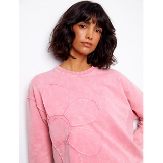 Flower Applique Sweatshirt - dolly mama boutique