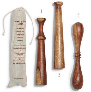 Wooden Muddler 3 Designs 7603-20 - dolly mama boutique