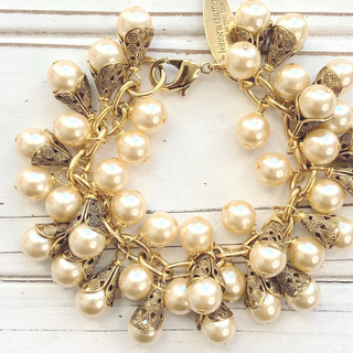 Filigree Pearl Charm Bracelet