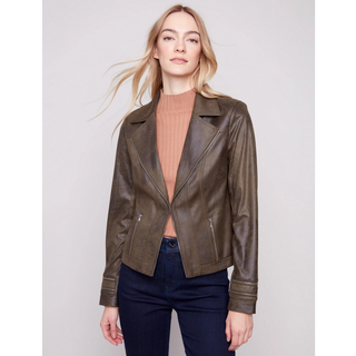 Faux Suede Jacket with Zippers