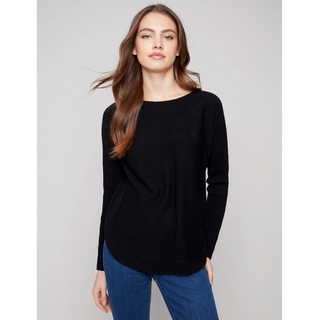 Pullover Sweater with Laced Sleeve Detail