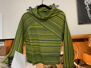 Reverse Stripe Crossbody Cowl Sweater