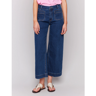 Cropped Flare Leg Front-Pocket Jeans