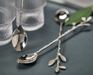 Leaves Cocktail Spoon - Silver - dolly mama boutique