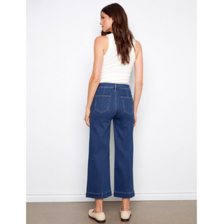 Stretch Denim Crop Flare Pocket Pant - dolly mama boutique
