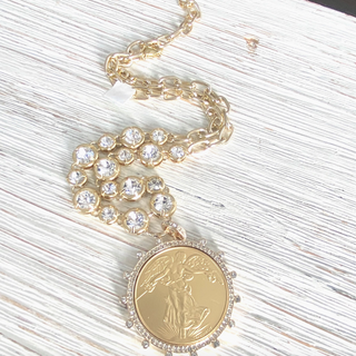 Peace Coin & Crystal Necklace - dolly mama boutique