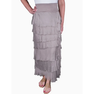 Elisa Long Silk Ruffle Skirt - dolly mama boutique