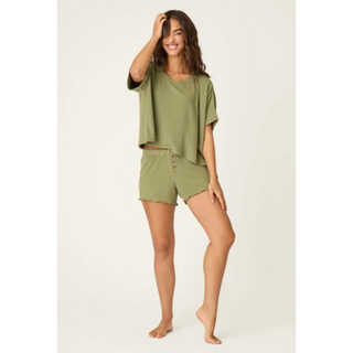 Ribbed Crop Crewneck Tee