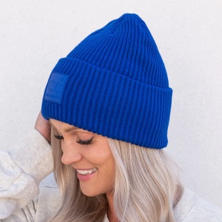 Ribbed Beanie with Rubber Patch