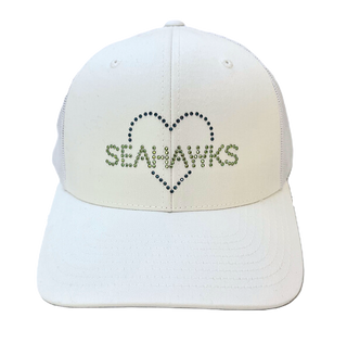 Kourtney Trucker Hat with Crystal "Seahawks" Heart - dolly mama boutique