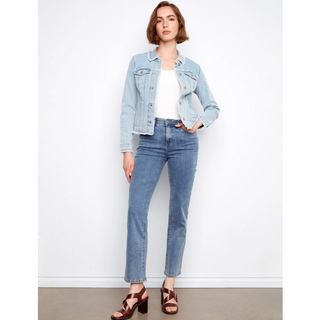 Fringed-Edge Denim Jacket - dolly mama boutique