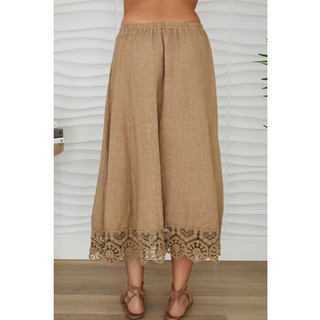 Lace-Hem Linen Skirt