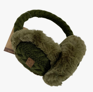 Cable-Knit Faux Fur Earmuff - dolly mama boutique