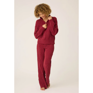 Chenille Cable Knit Quarter-Zip Sweater