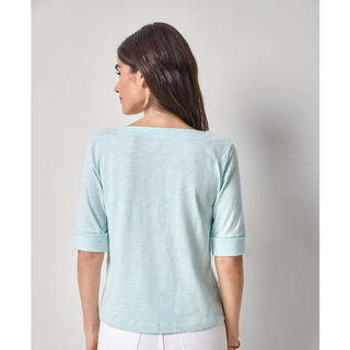 Cuffed Sleeve Boatneck Tee