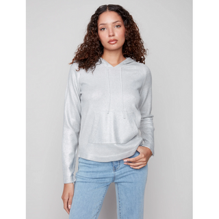Raglan-Sleeve Shiny Hoodie