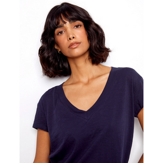 Drop-Shoulder V-Neck Tee - dolly mama boutique