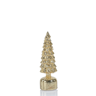 Rotating LED Glass Tree - Antique Gold - dolly mama boutique