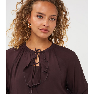 Ruffled Tie-Neck Blouse
