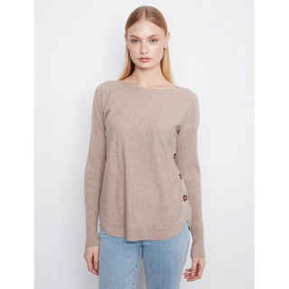 Boatneck Sweater with Side Buttons