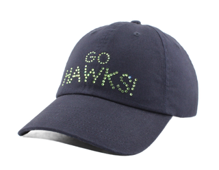Rachel Cap with Crystal Seahawks "GO HAWKS!"