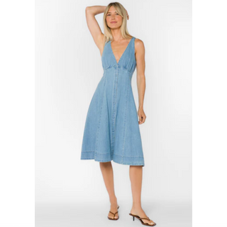 Xenia Denim Midi Dress - dolly mama boutique