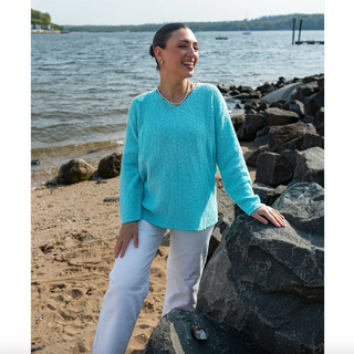 V-Neck Scramble Stitch Sweater