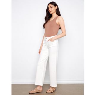 Belted Twill Wid- Leg Pants - dolly mama boutique