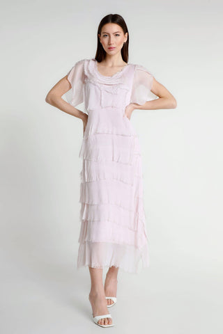 Miriam Short Sleeve Ruffle Dress - Blush