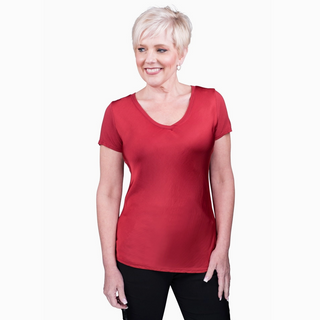 Brea V-Neck Sheen Tee - dolly mama boutique