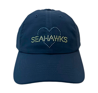 Kim High-Pony Cap with Crystal "Seahawks" Heart - dolly mama boutique