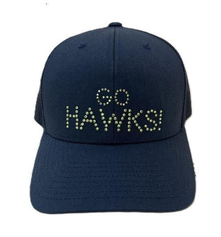 Kourtney Trucker Hat with Crystal Seahawks "GO HAWKS!"
