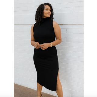 Ribbed Sleeveless Turtleneck Dress