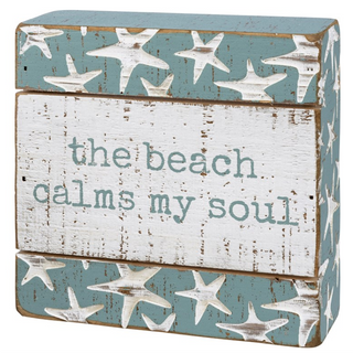 Embossed Box Sign "The Beach Calms My Soul" - dolly mama boutique