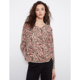 Paisley Print V-Neck Sweater