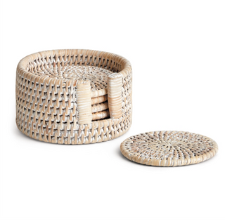 Burma Rattan Coaster Set NTN247WH - dolly mama boutique