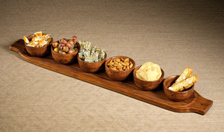 Redwood Teak Tray W/6 Bowls IN-7032 - dolly mama boutique