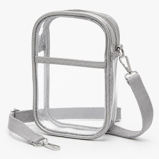 Clear Oblong Crossbody Stadium Bag - Silver