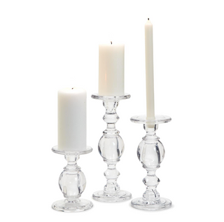 Glass Pedestal Candleholders - dolly mama boutique