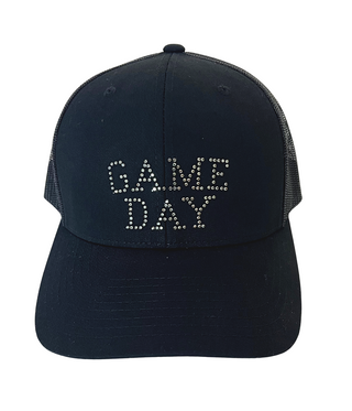 Kourtney Trucker Hat with Crystal "GAME DAY" - dolly mama boutique