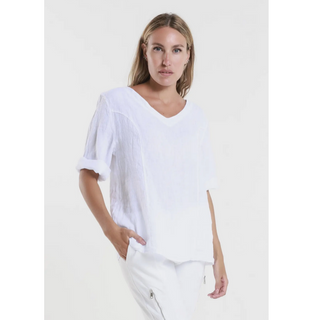 Lula V-Neck Side Seam Top - dolly mama boutique