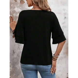 V-Neck Layered-Sleeve Tee