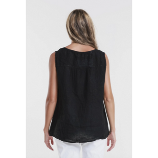 Cora Ring-Detail Linen Tank - dolly mama boutique