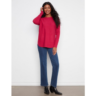 Boatneck Sweater with Rounded Hem