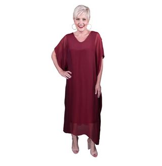 Helen Silk Long Kaftan Dress - dolly mama boutique