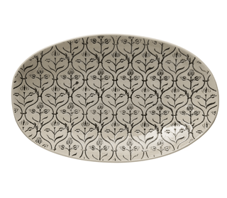 Black & Cream Embossed Platter - dolly mama boutique