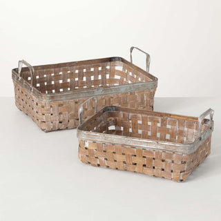 Grey-Washed Handled Baskets N2712 - dolly mama boutique